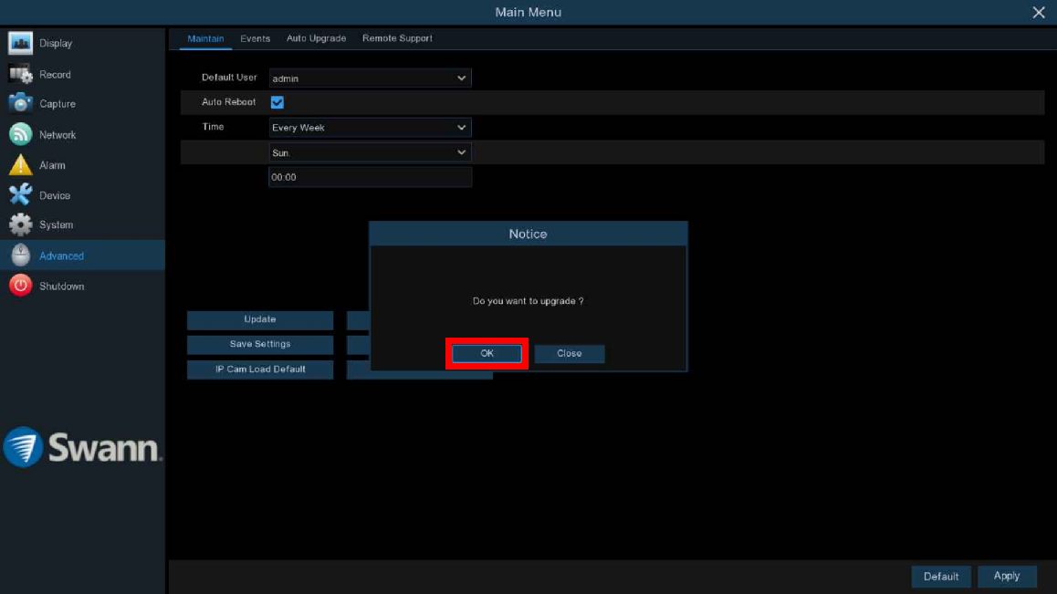 A confirmation will appear, click OK