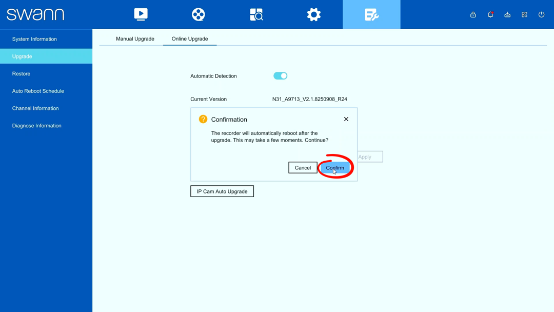 Confirmation prompt appears