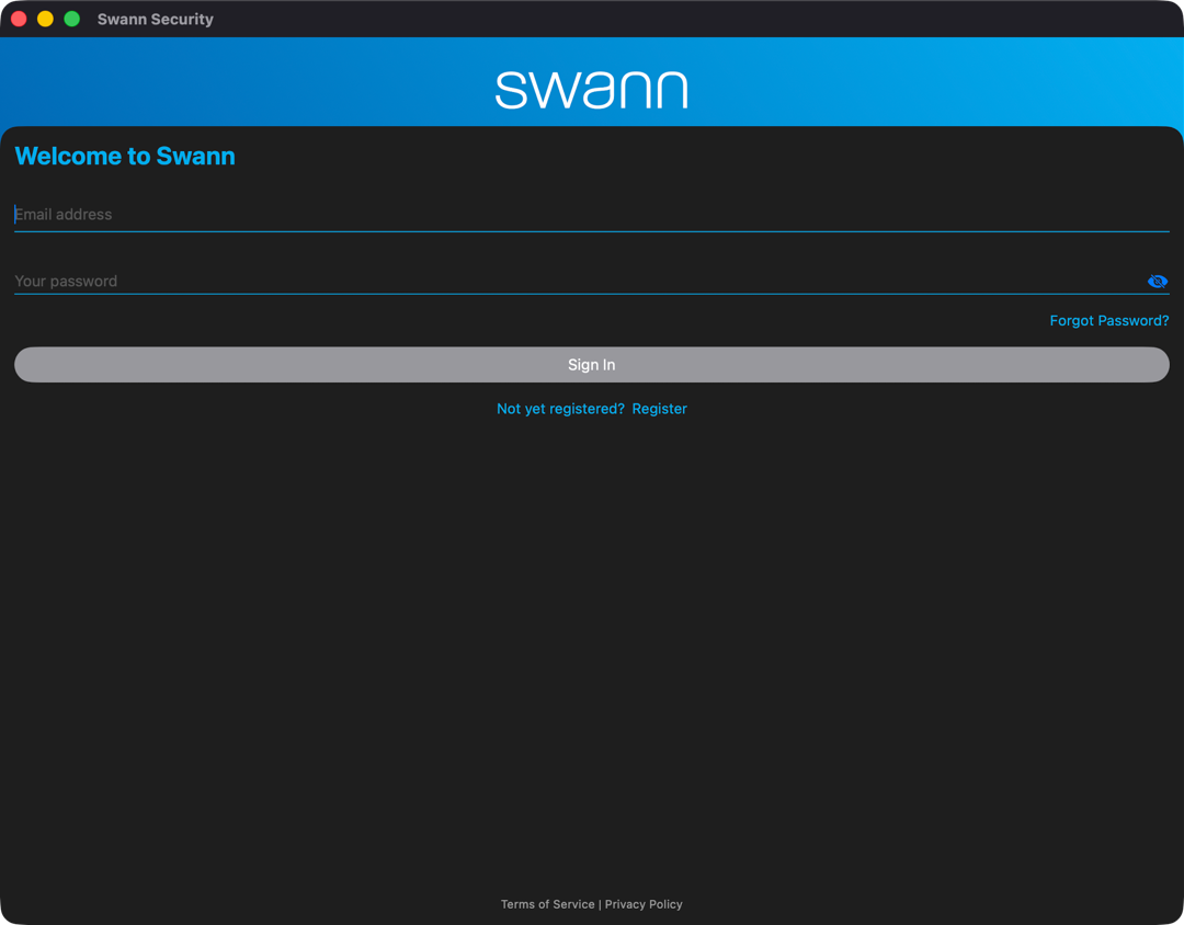 Login using your Swann Security account