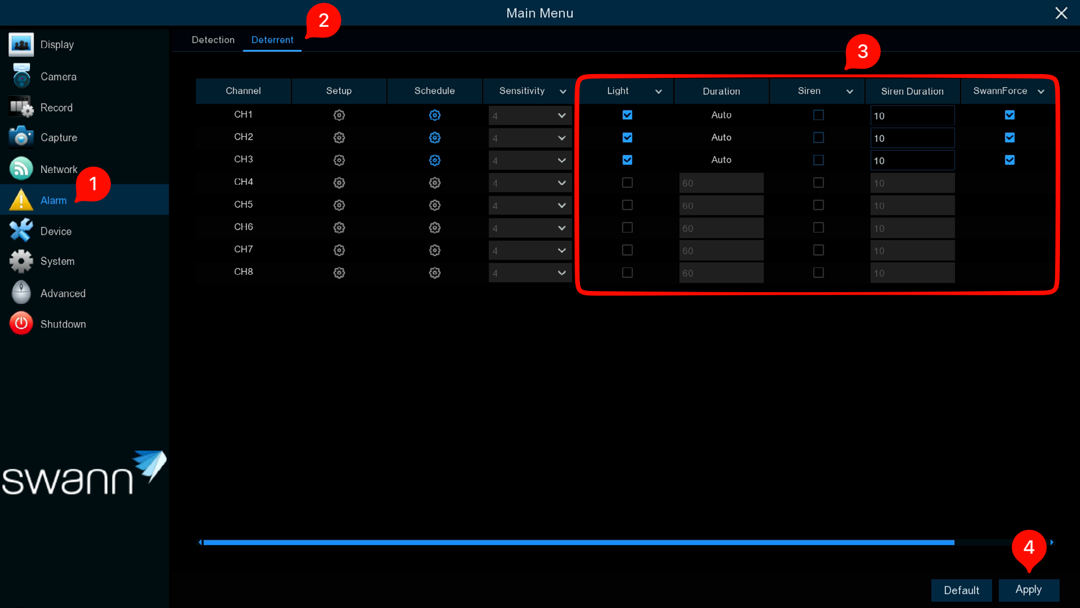 MaxRanger4K™ Deterrent Settings