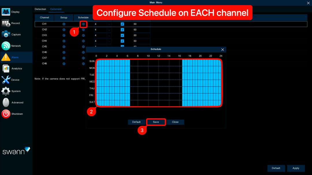 Deterrent Schedule in UI