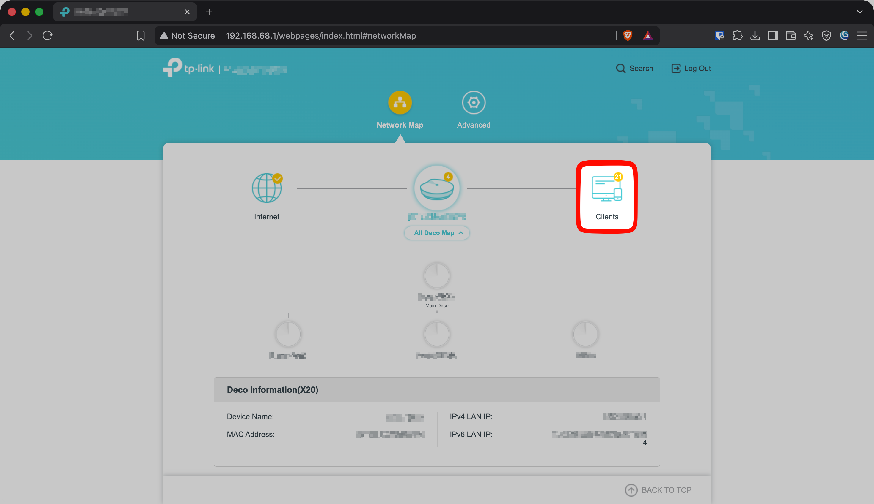 TP-Link Deco: Clients — to see all connected devices